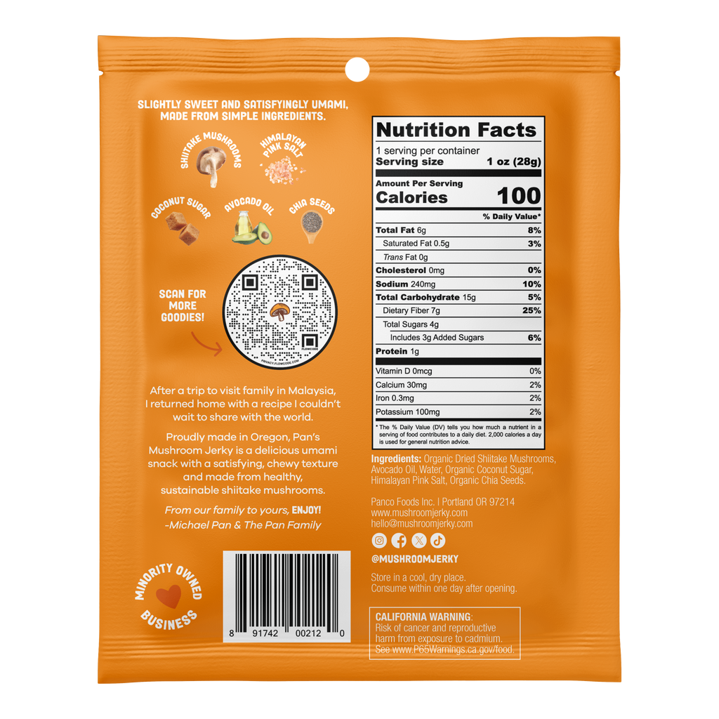 Original Mushroom Jerky - Single Serve Pack