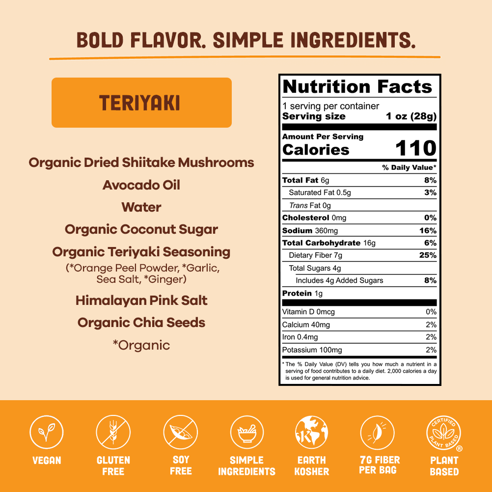 Teriyaki Mushroom Jerky - Single Serve Pack
